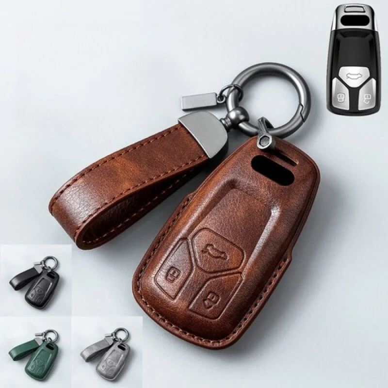

A+ Genuine Leather Car Smart Key Fob Case Cover For Audi S5 SQ5 Q5 Q7 A4 A5 S4 TT