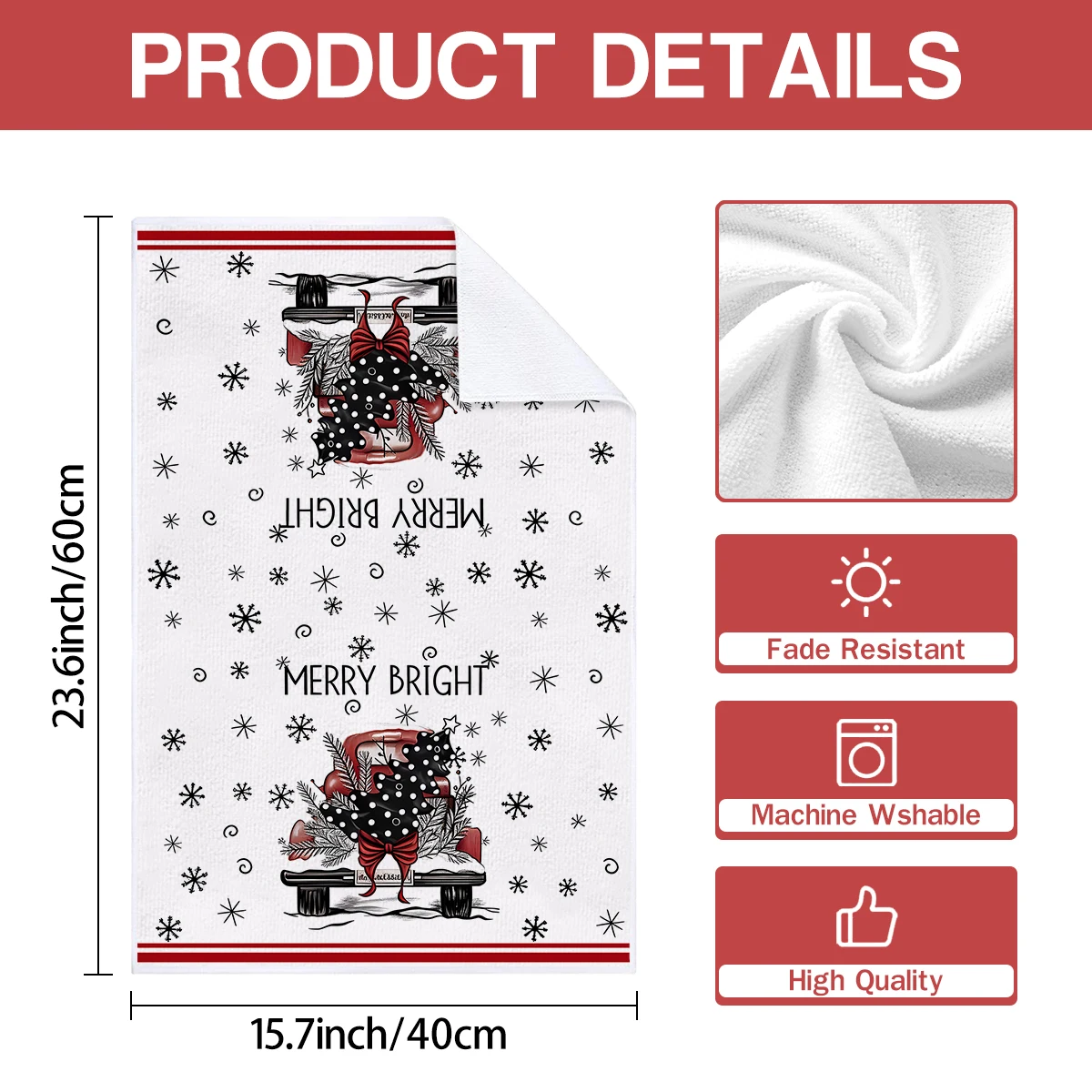 2/4pcs Merry Christmas towels Santa Claus Christmas tree truck design Kitchen cleaning towels Dishwashing towels Hand towels