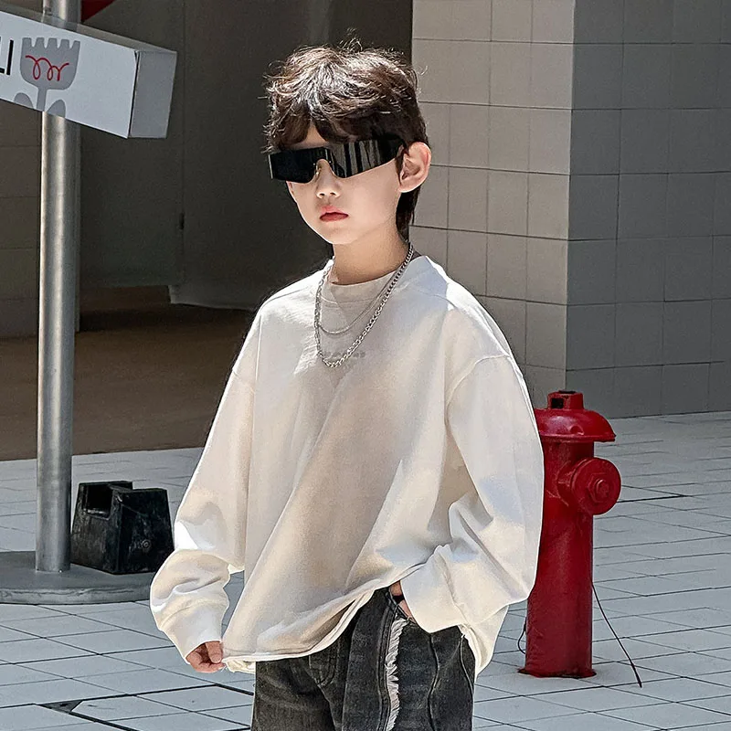 في سن المراهقة الصبي هوديس خريف جديد 2025 العودة إلى المدرسة الاطفال البلوز 2 3 4 5 6 7 8 9 10 11 12 13 سنة ملابس بيضاء باردة فضفاضة الأولاد #2