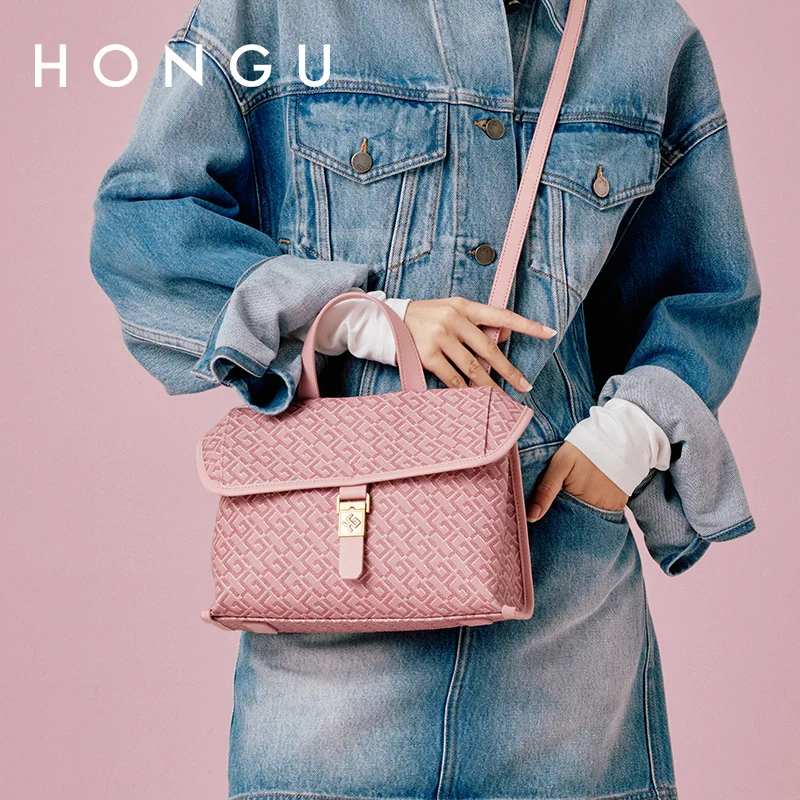 

HONGU новая модная сумка с принтом High Sense с геометрическим узором, женская сумка-мессенджер через плечо, розовая сумка H51456301