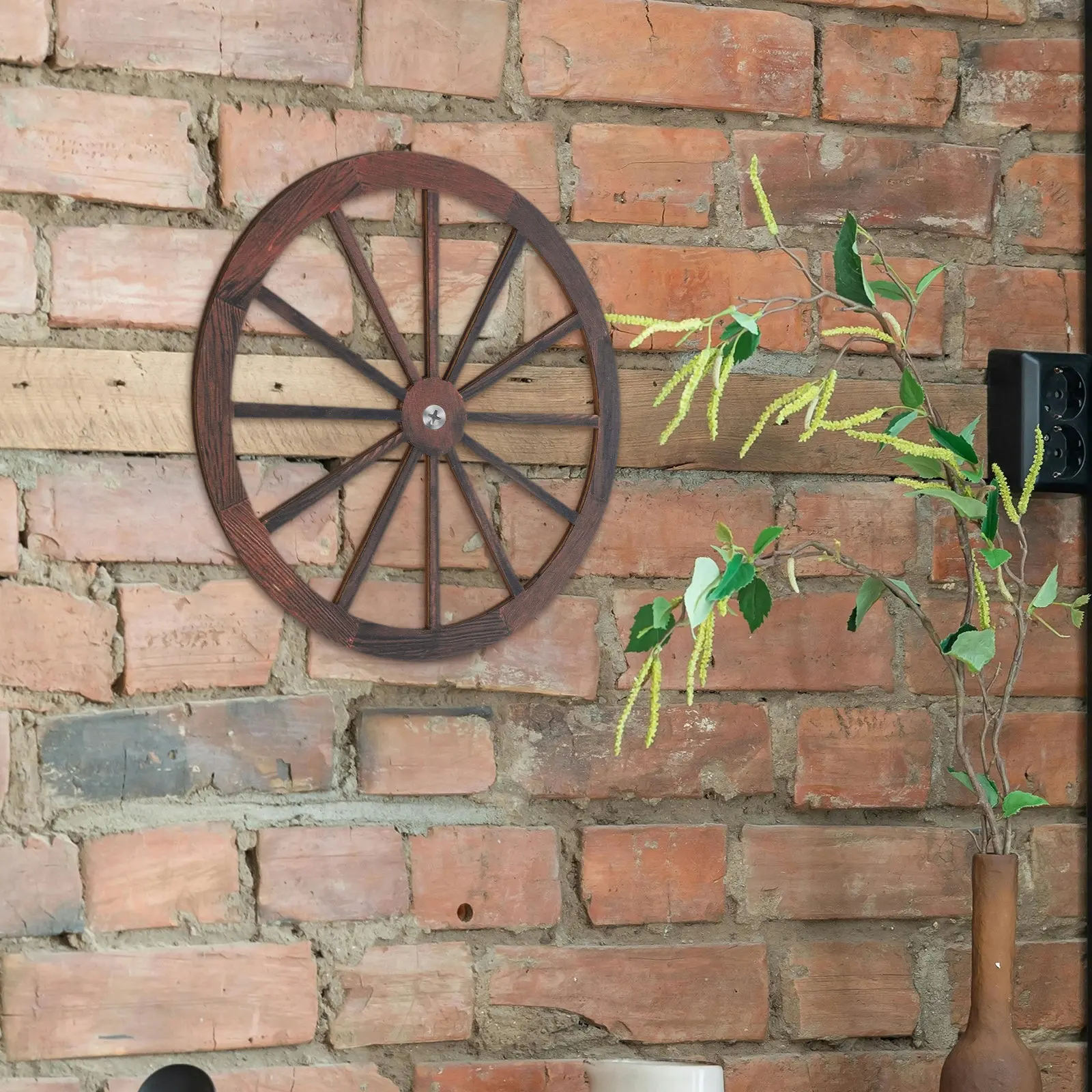 3Pcs Rustic Vintage Wooden Wagon Wheel Wall Decor Old Western Cartwheel Decoration for Garage Bar Party Vintage Wagon Wheel