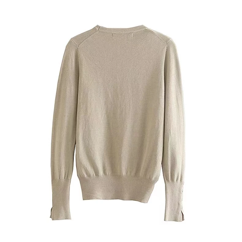 KEYANKETIAN Women's O-Necked Long Sleeves With Buttons Pullover Sweater Female Casual Solid High-Stretch Shirts Chic Ladies Top