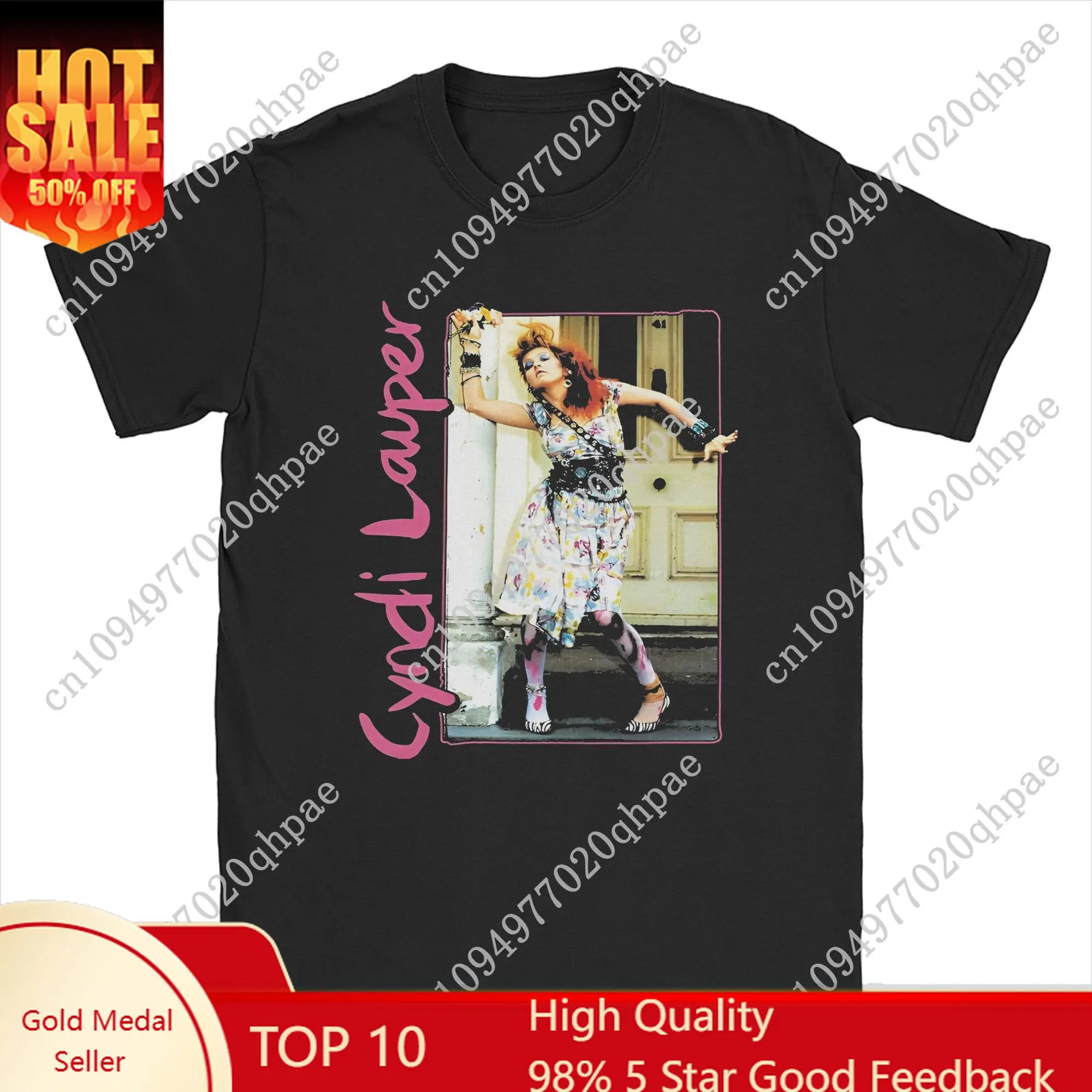 

Leisure Cyndi Lauper Singer Tour T-Shirt Men O Neck Cotton T Shirts She's So Unusual Short Sleeve Tees 4XL 5XL 6XL merchandise