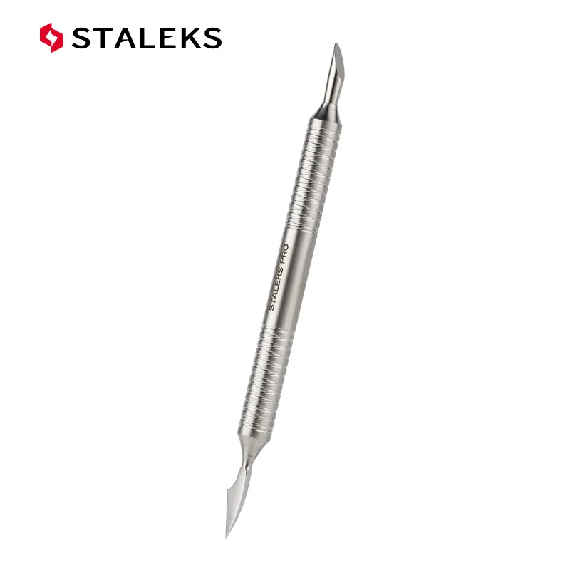 STALEKS European Manicure Stainless Steel Push To Remove Dead Skin Steel Push Nail Tool Mirror Slant Pusher Cleacer PE-100-1