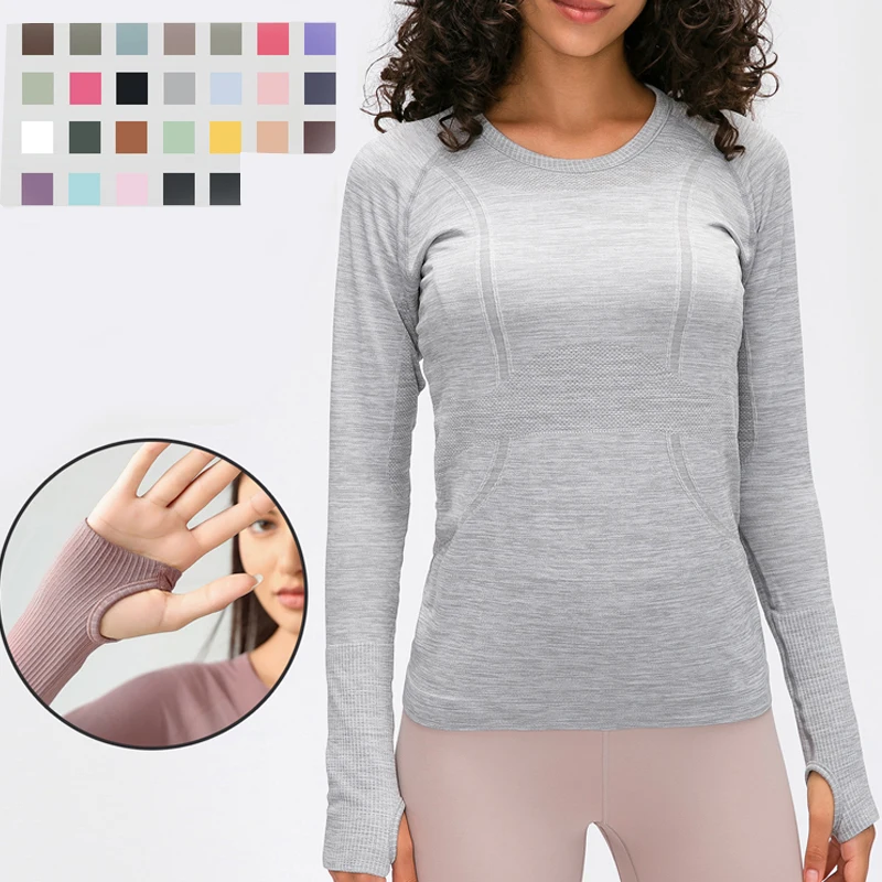 

Women long Sleeve Yoga T-Shirts Swiftly Tech nylon fabric slim fit Fitness Sports Tee Elastic Gym Blouse Workout Sportswear