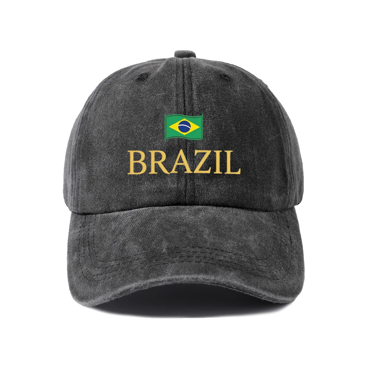 Brazil Travel Text Graphic Baseball Cap, Vintage Washed Adjustable Unisex Dad Hat, Casual Gift