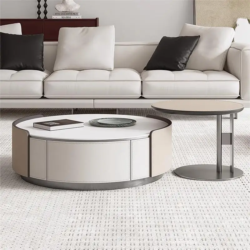 

Home Modern and minimalist leather coffee table storage organization coffee tables Sedentary side table living room furniture