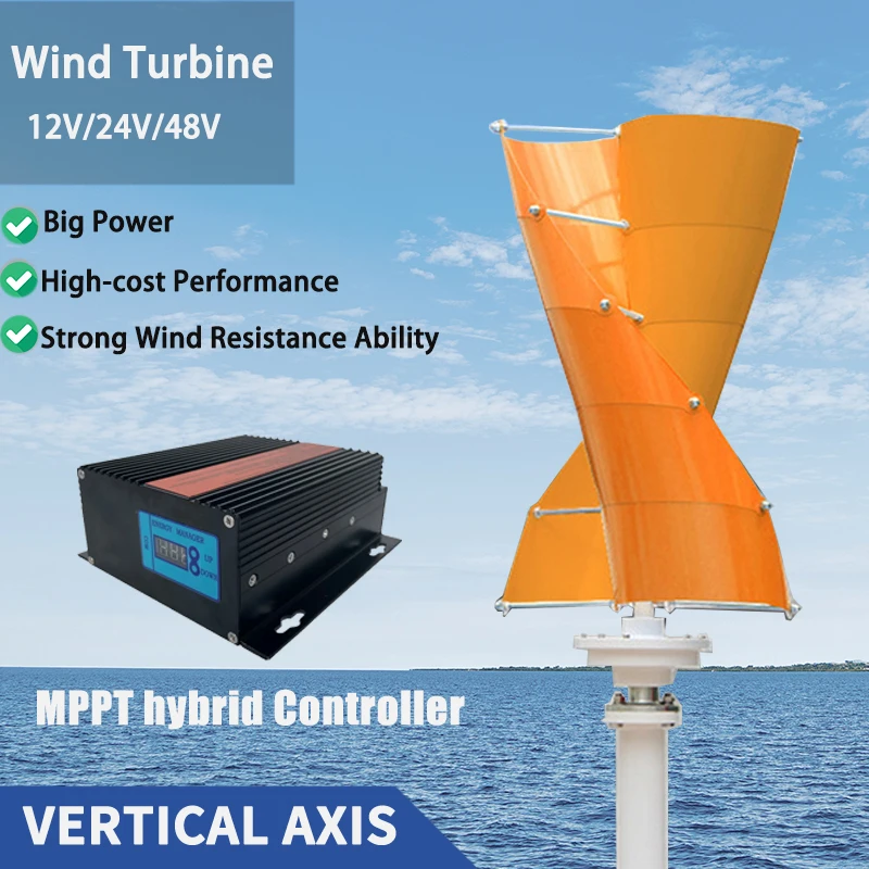 

10 Blades Vertical Wind Turbine Generator 600W Wind Power Generation Windmill Home Use High Efficient Controller