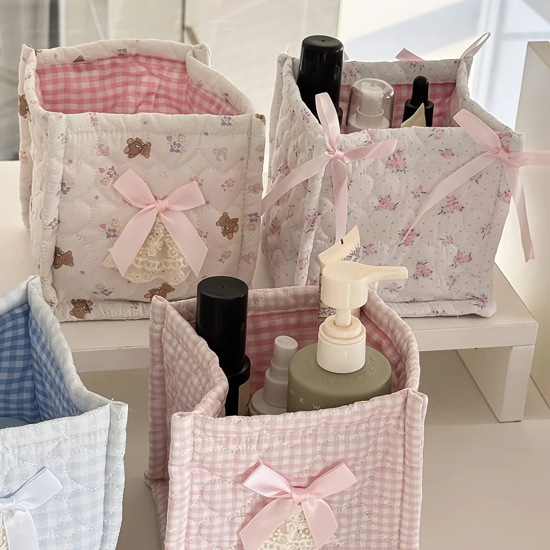 Cute Lace Printed Desktop Storage Box Ultra Light Breathable Desk Organizer Sweet Decor for Students & Girls