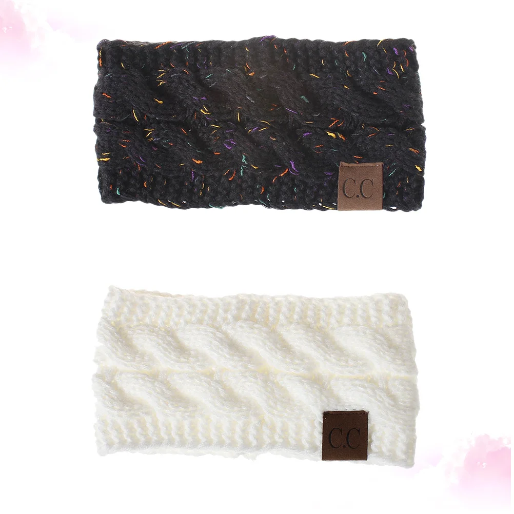 

2Pcs Warm Knitting Headband Ear Warmer for Winter Outdoor Activities Full Coverage Lightweight One Size Fits Most Women Headband