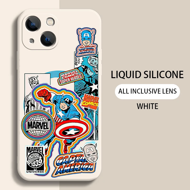 Custodia per telefono con Logo Marvel Captain America per iPhone 15 14 13 12 11 Pro Max Mini SE2 6 6S 7 8 Plus Cover TPU Carcasa Back Shell