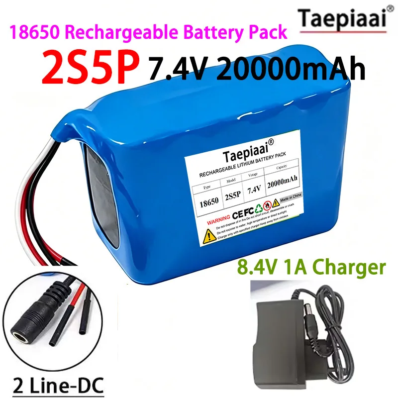 DIY 18650 Lithium Battery Pack 7.4V 20000mAh High-power Battery With Charger for Model Remote Control Cars Outdoor Power Supply