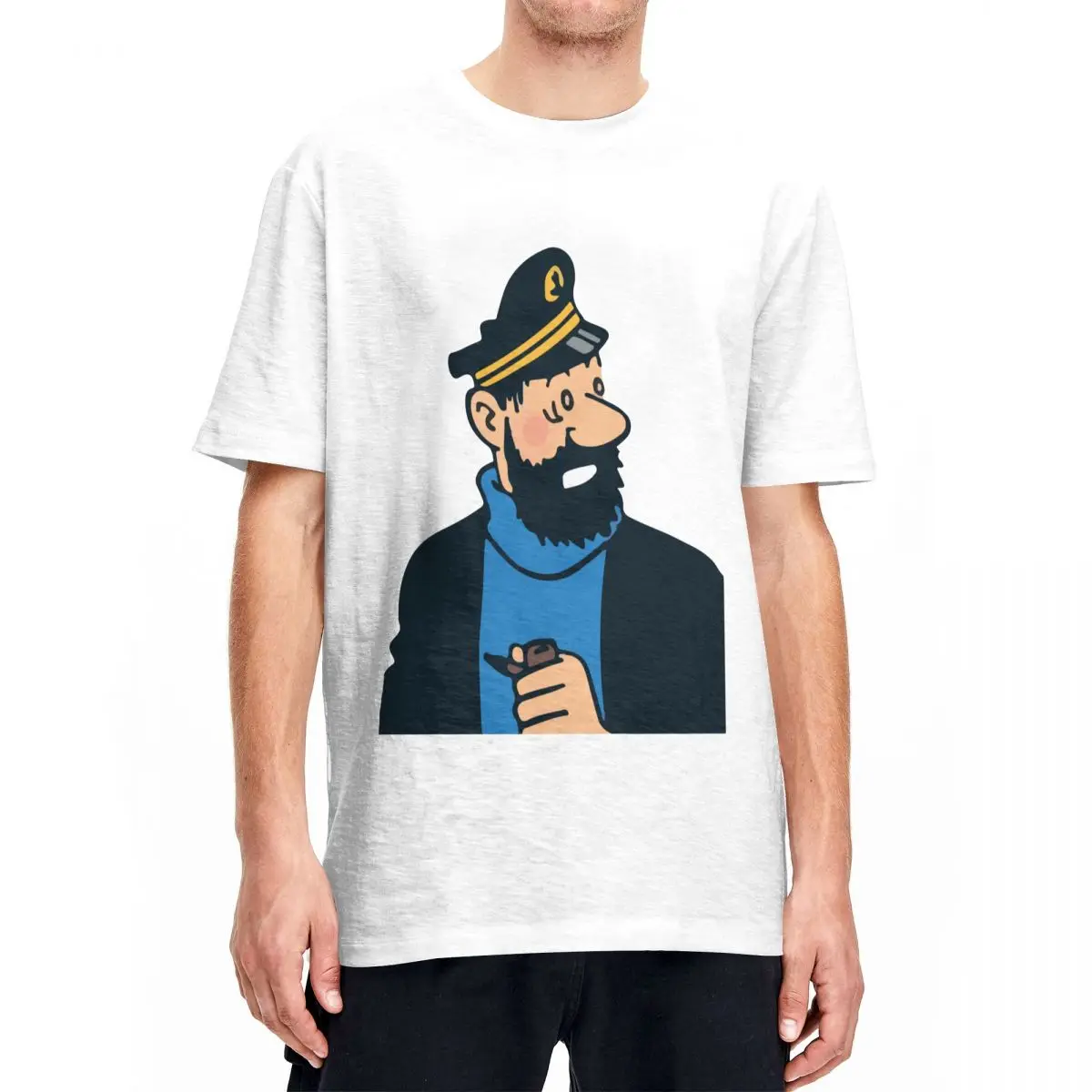 Captain Haddock Tin Teen T-Shirt for Men Women Novelty 100% Cotton Tee Shirt Crew Neck Short Sleeve T Shirts 6XL Tops