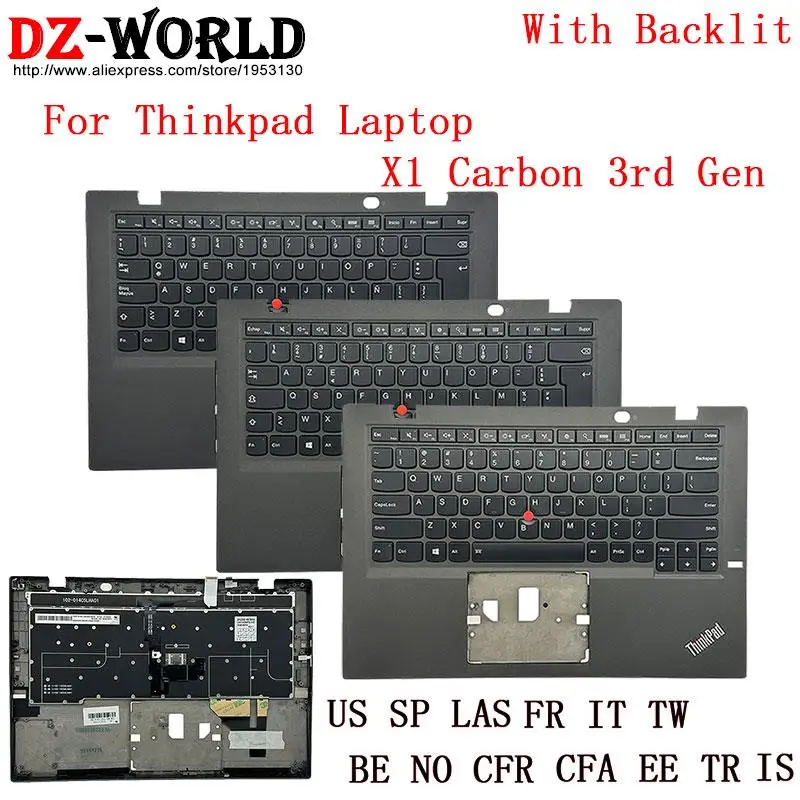 Keyboard With Palmrest Upper Case C Cover for Lenovo Thinkpad X1 Carbon 3rd Gen 3 US SP LAS FR IT TW BE NO CFR CFA EE TR IS