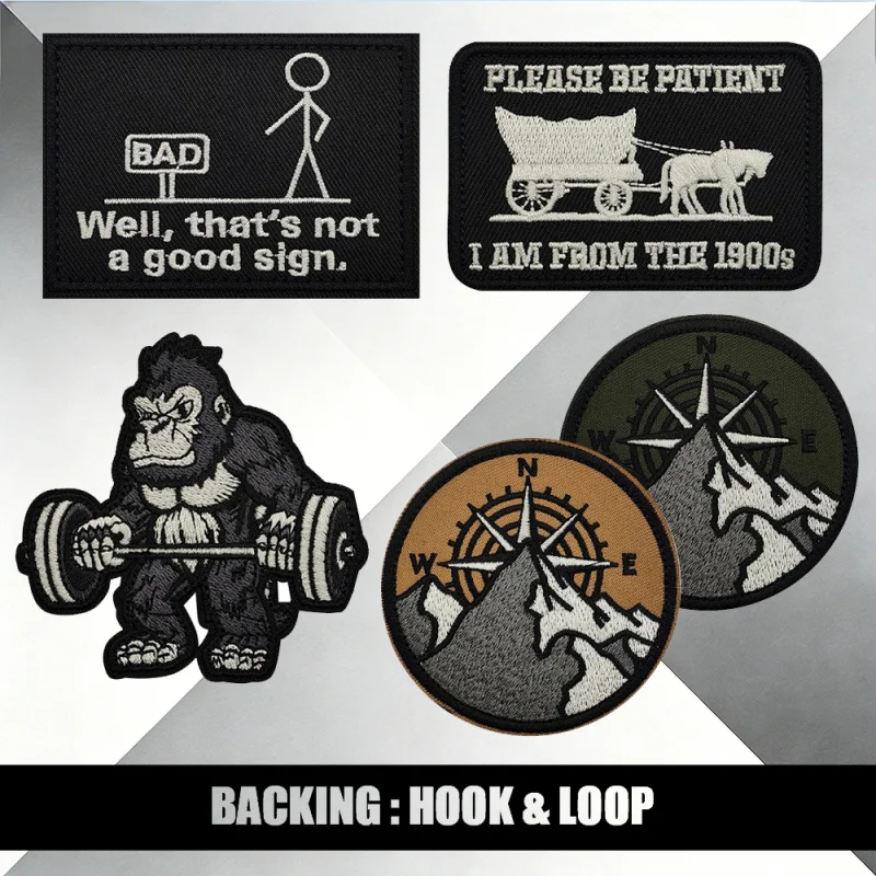 Vintage Wagon & Motivational Embroidered Patch -1900s Style/In Valor/Don't Panic Tactical Badges for Gear & Apparel