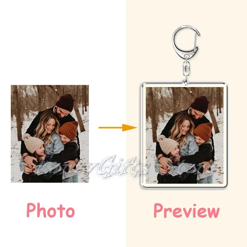 Custom Keychain Key Chain Photo Customized Movie Idol Pet Family Image Picture Personalized Keyrings Friends Birthday Fans Gifts