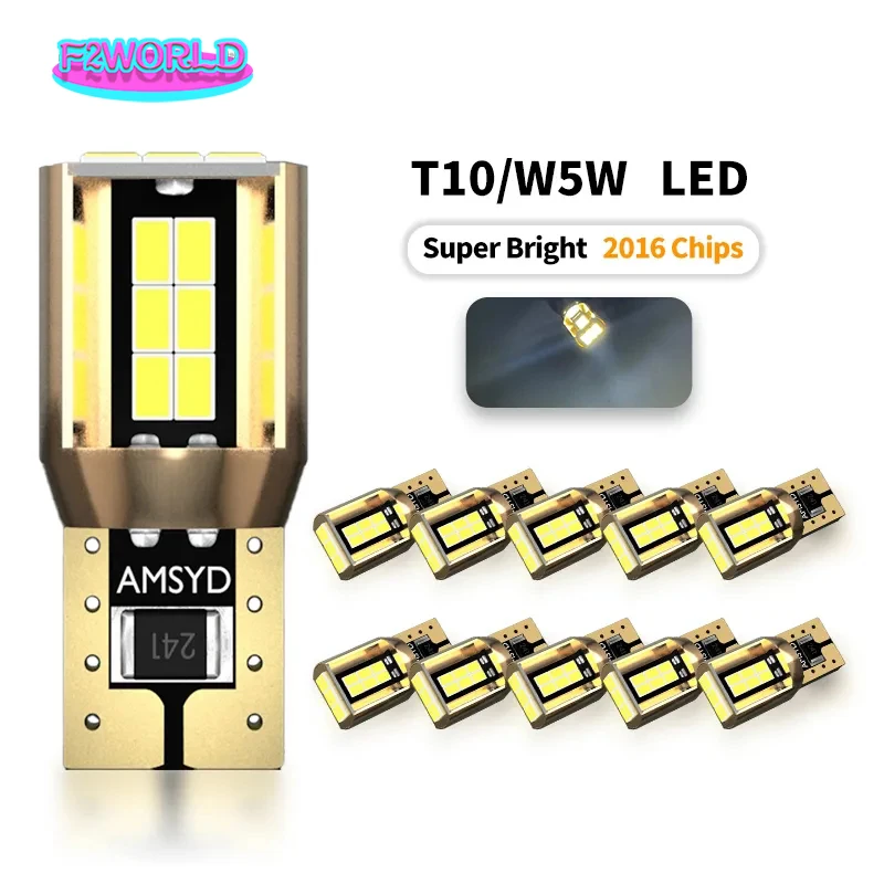 

50PCS T10 W5W 2016 18SMD LED Car Parking Lights WY5W Auto Wedge Turn Side Bulbs Canbus Interior Reading Lamps License Plate12V