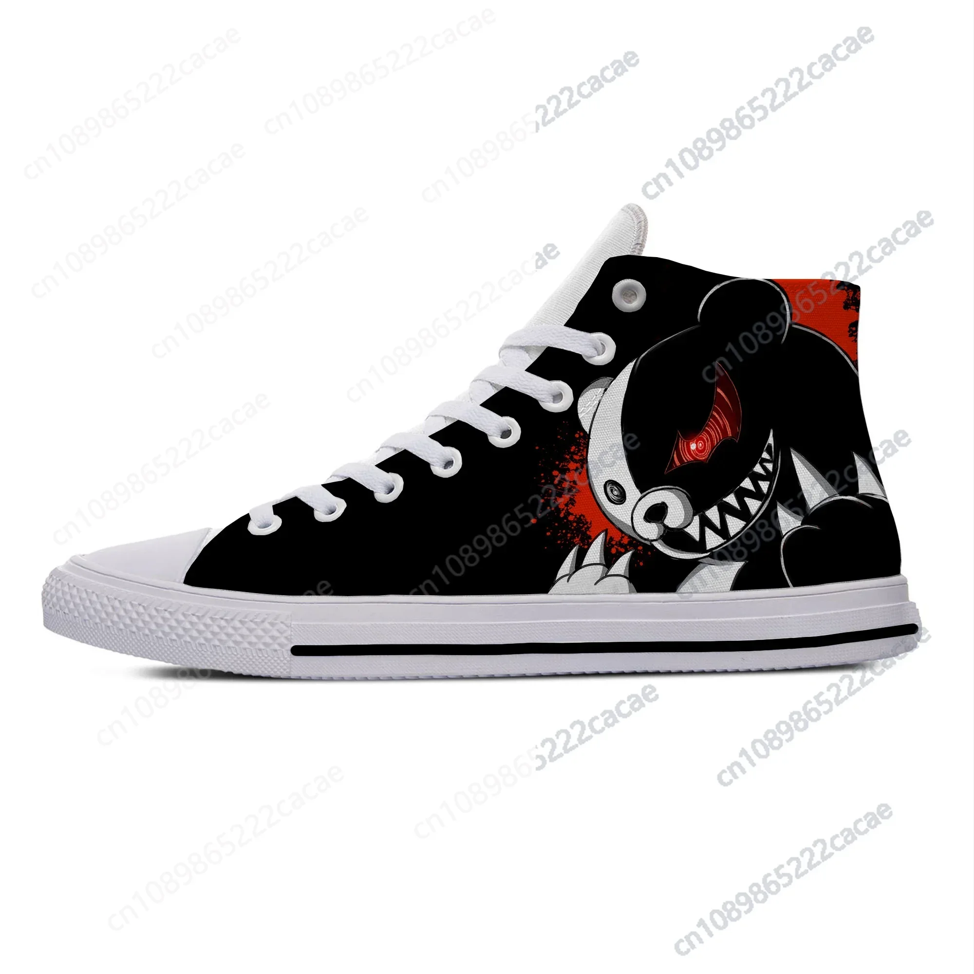 

Hot Anime Manga Cartoon Game DanganRonpa Monokuma Casual Cloth Shoes High Top Lightweight Breathable 3D Print Men Women Sneakers