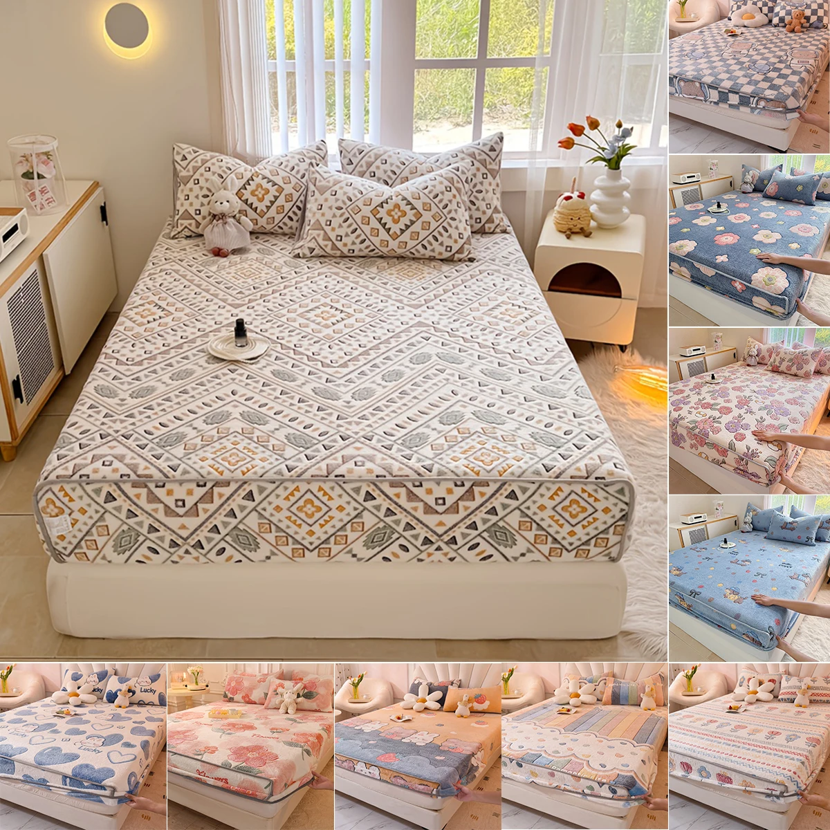 

Thick 1pc Milk Fleece Bed Sheet, Floral Printbed Cover for Bedroom, Bedding (excluding Pillowcases),Cozy Bedroom Essentials 삿갓