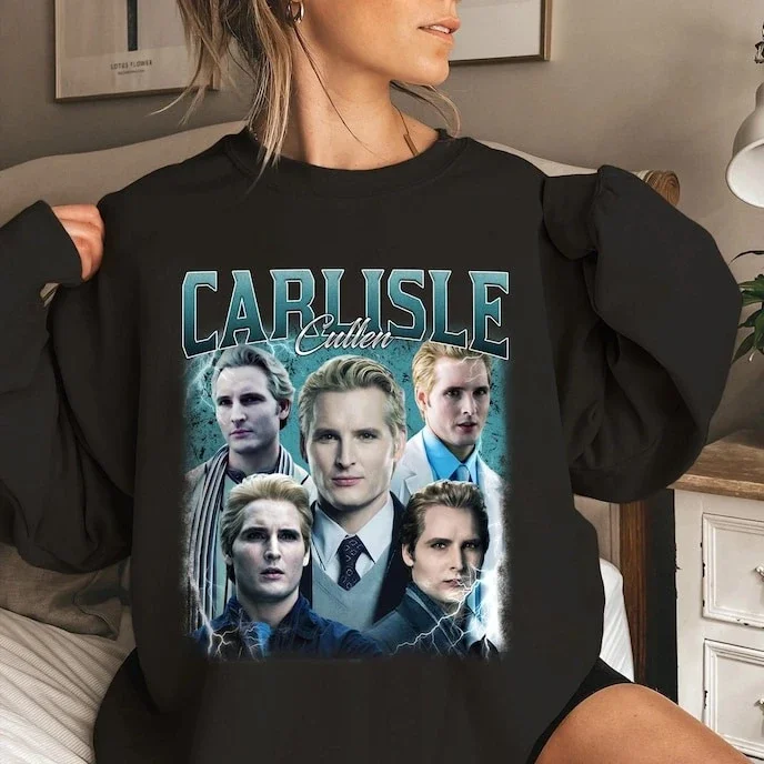 

Хлопковая футболка с короткими рукавами и принтом Carlisle Cullen в стиле ретро, унисекс, толстовка в стиле ретро 90-х, толстовка для мужчин и женщин, топы