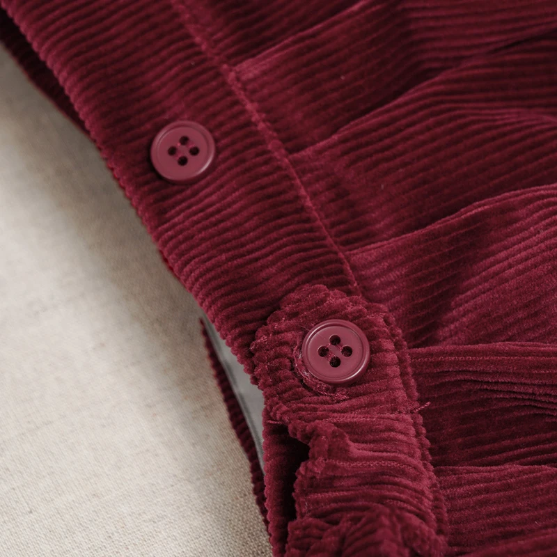 Retro Cord-Minirock mit hoher Taille für Mädchen, Frühlingsneuheit, verstellbare Knöpfe, elastische Taille, locker sitzende Kinderröcke, Mädchen-Winterkleidung – Detail 29
