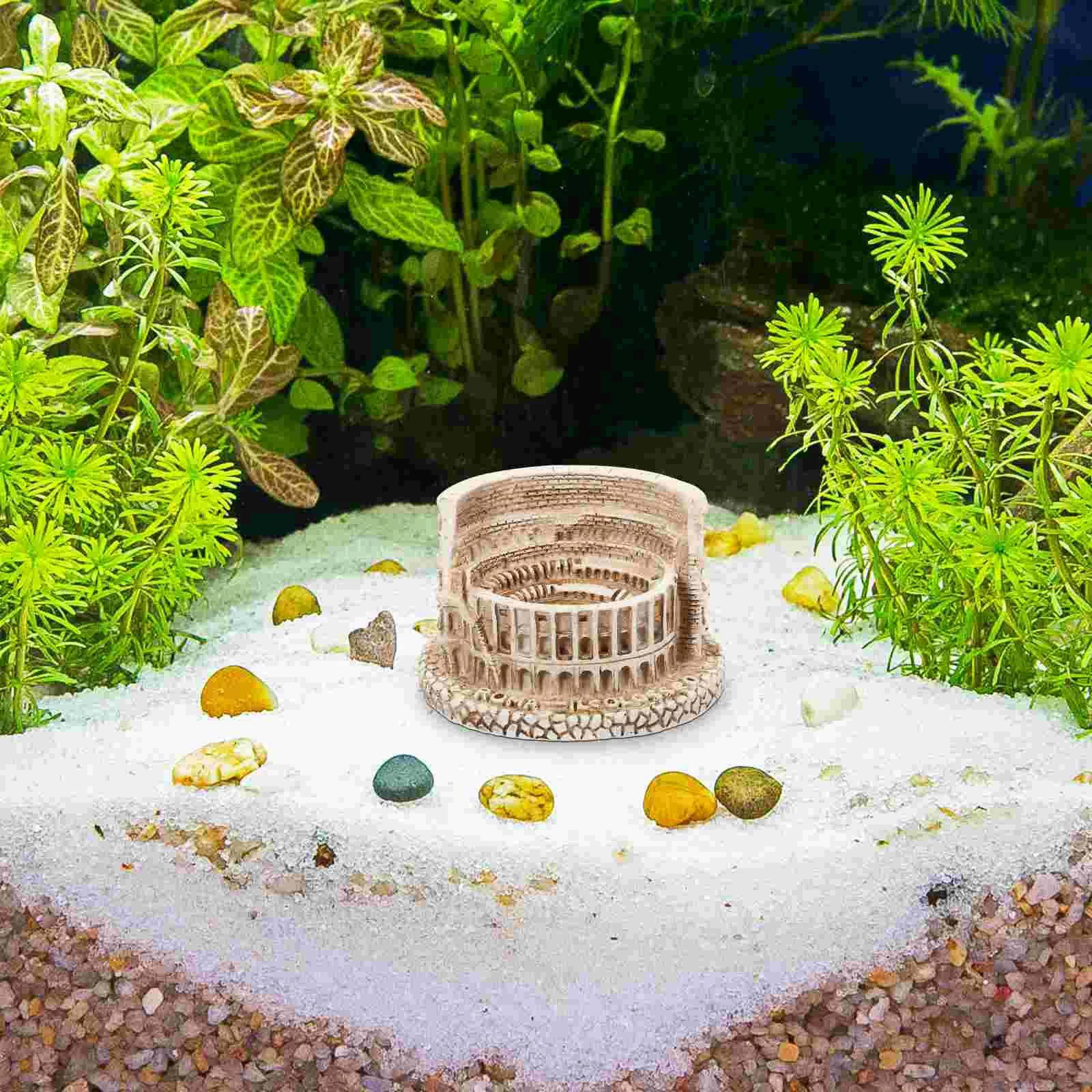 Betta Fish Tank Large Aquarium Rocks Roman Ornaments Building Blocks Colosseum Decorations Retro Adorn Travel Skull