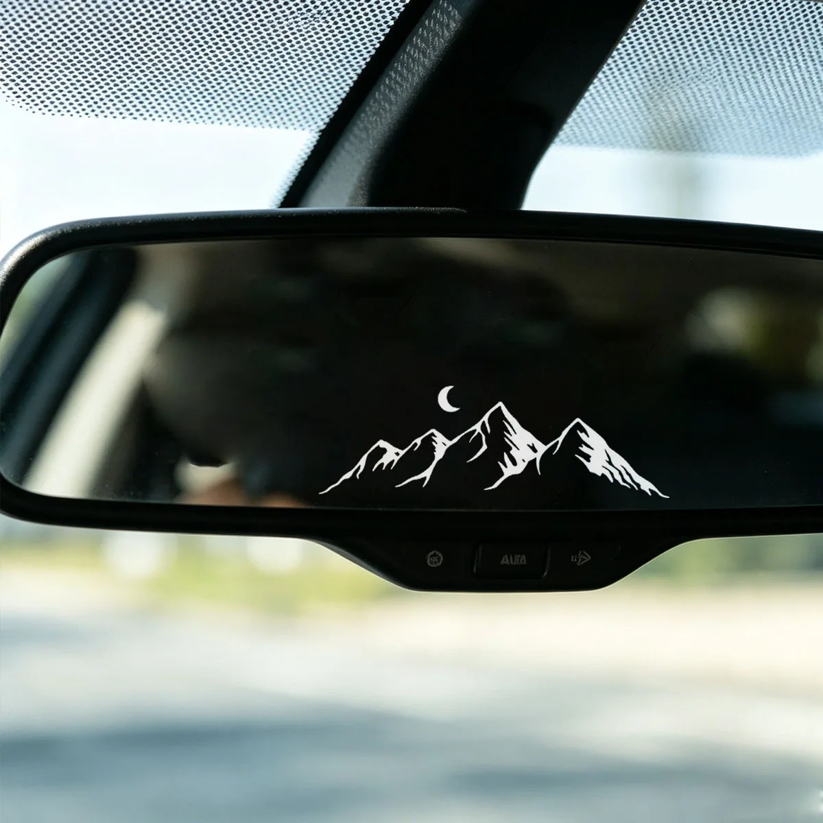 Mountains, Rivers and Bright Moons Personalized Car Stickers, Natural Scenery Car Window Decals, Car Rearview Mirror Decoration view 4