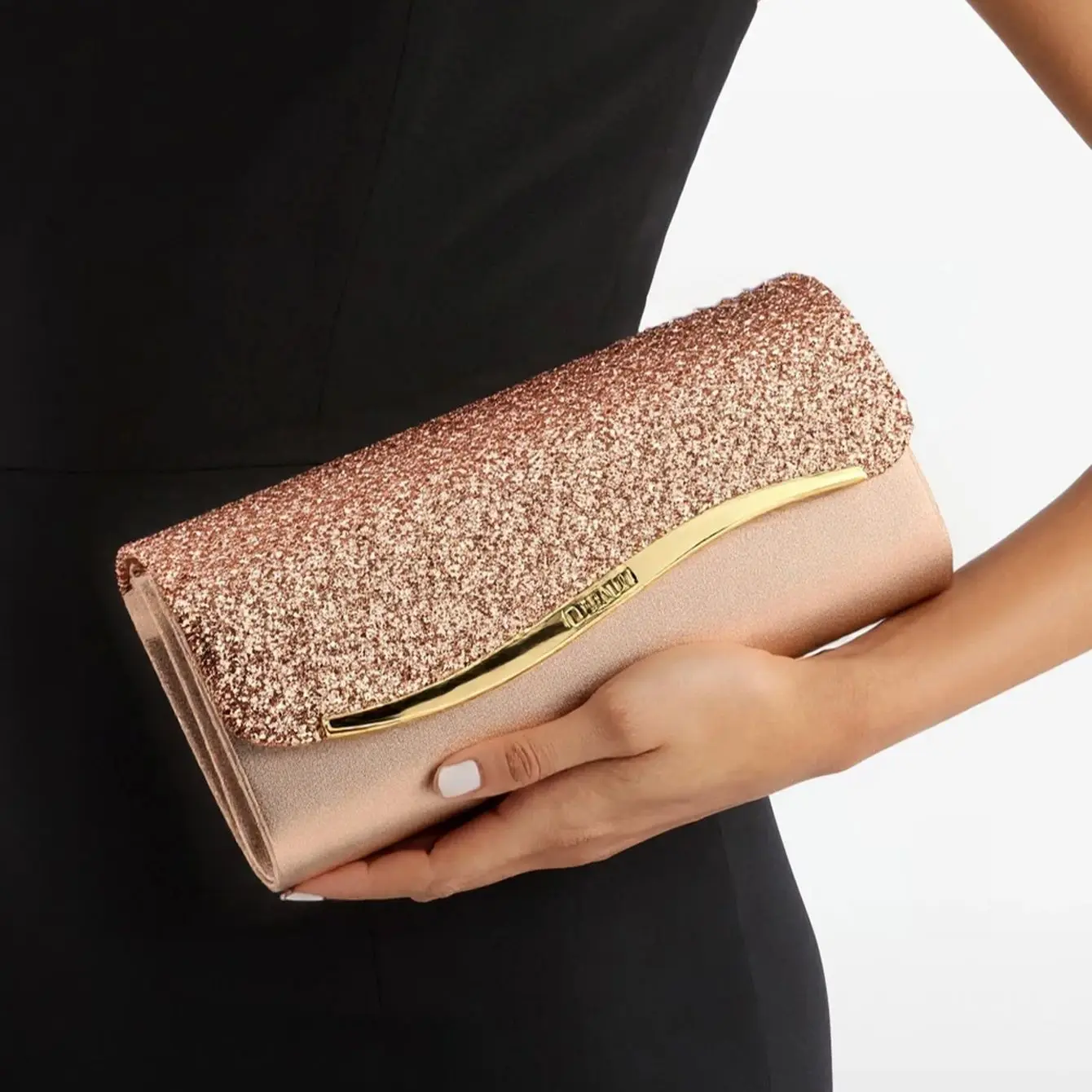 

Envelope Design Small Clutch Green Color Lady Evening Bags Glitter Metal Party Girl Gift Dress Event Handbags