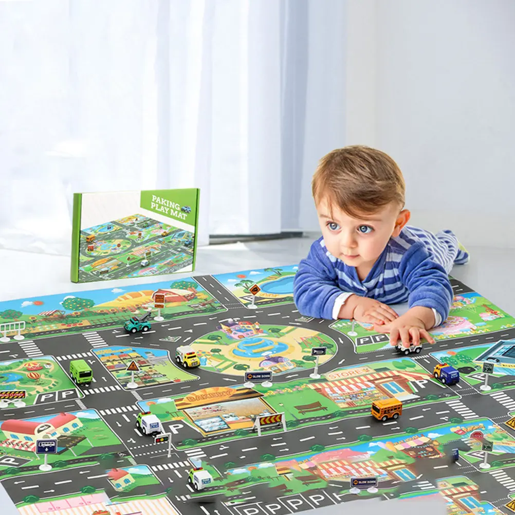 

1Set Indoor Traffic Parking Scene Play Mat Children Car Plaything Role Play for Kids Learning Rules and Parking