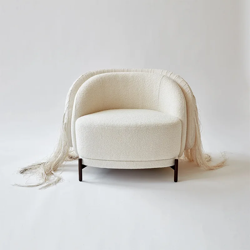 

Medieval style wabi-sabi wind small dreadlocks hand-woven art single leisure sofa chair leisure chair