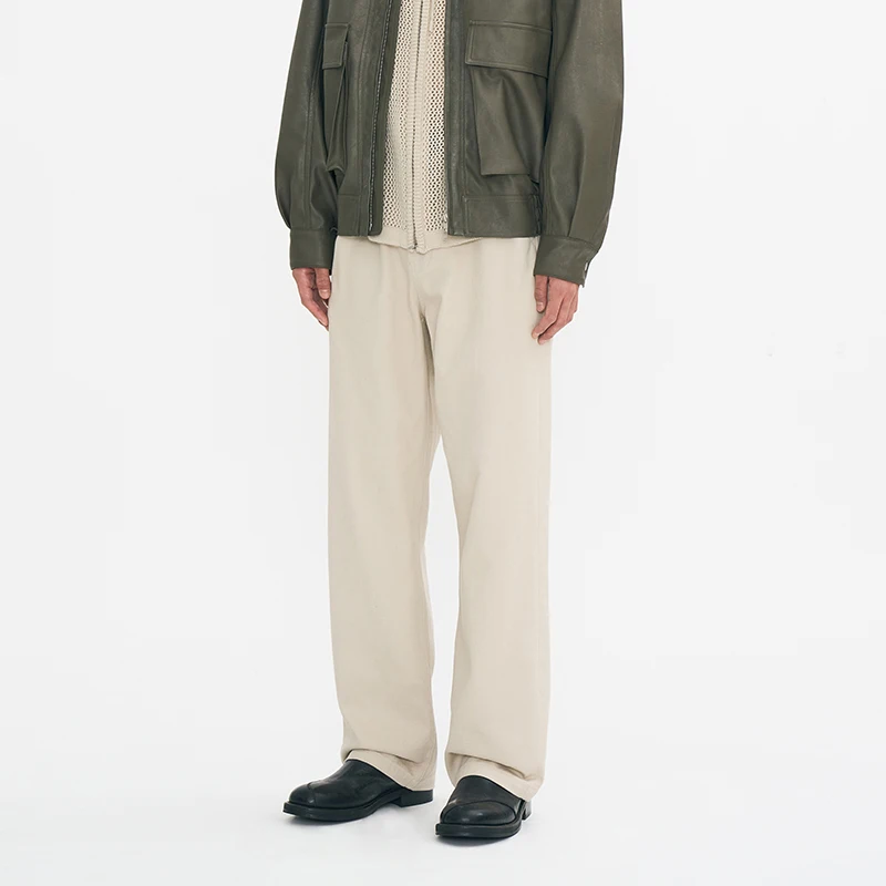 

Loose Classic Plaid Casual Pants PARTIMENTO Spring Autumn Straight Leg Long Trousers Business Casual Cotton Youth Active Style