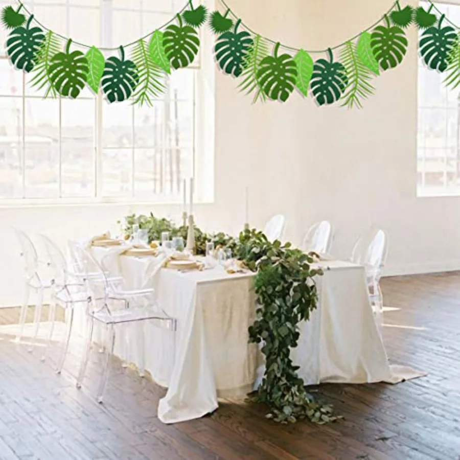 Tropical Leaf Banner Hawaii Luau Party Leaves Garland Summer Beach Theme Wedding Birthday Party Decor 4