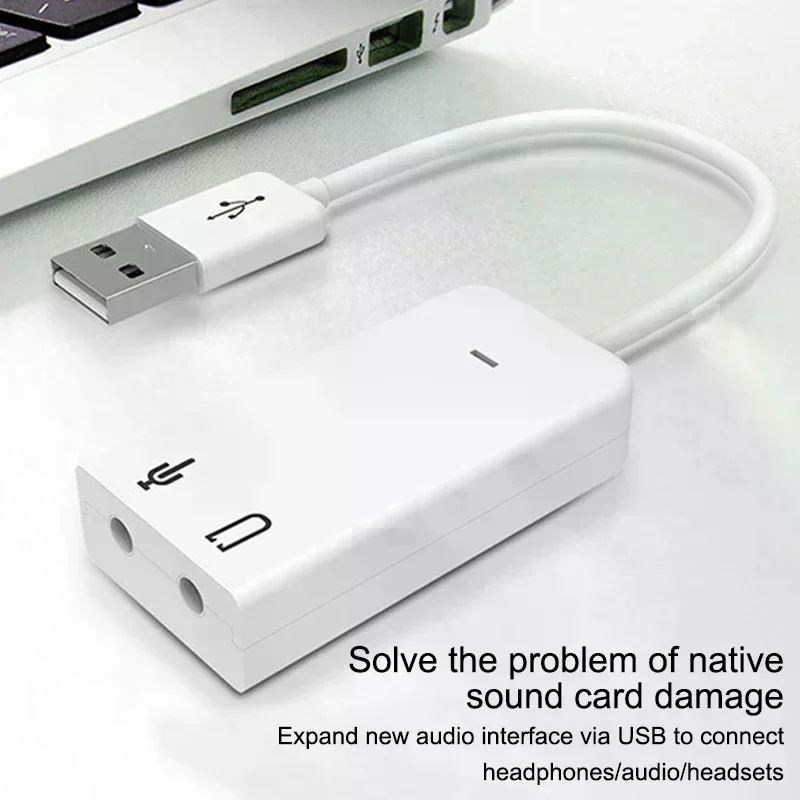 White USB External Sound Card Wired Drive Free USB Sound Card 7.1 External To Jack 3.5mm External Sound Card USB For Laptop,PC