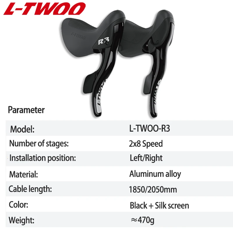 L-TWOO 2x8 Speed R3 Road Bike Derailleur Suit Shifter Brake Lever Front 28T/32T Rear Derailleurs Kit Compatible SHIMANO SRAM