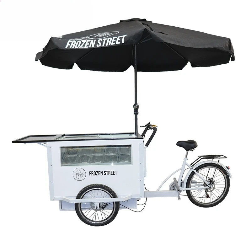 

Ice cream commercial vehicle with umbrella Snack tricycle
