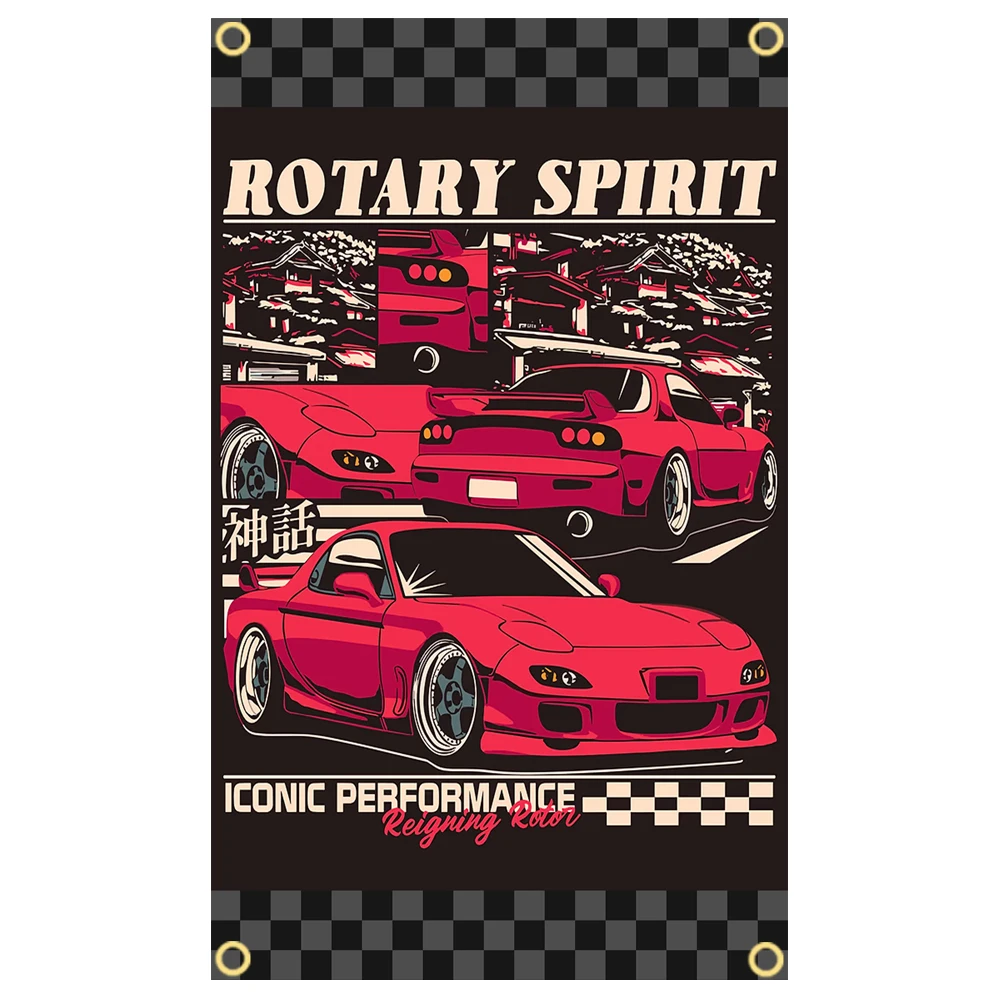 3x5 Ft JDM Car Racing Flag Vivid Color and Fade proof Flags Polyester with Bar Decoration Room Dormitory