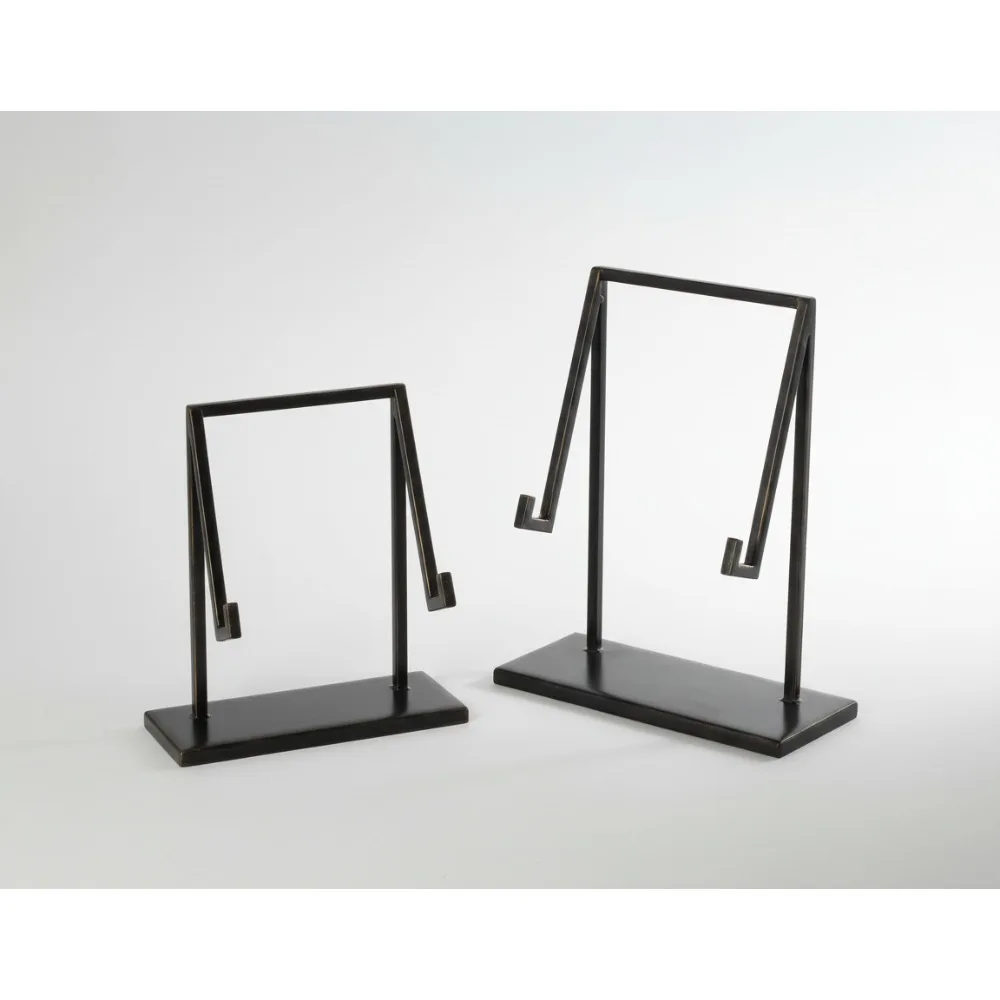 مجموعة حامل عرض معدني تجريدي حديث مكونة من قطعتين، حامل طاولة أسود لتزيين الصور الفنية #1