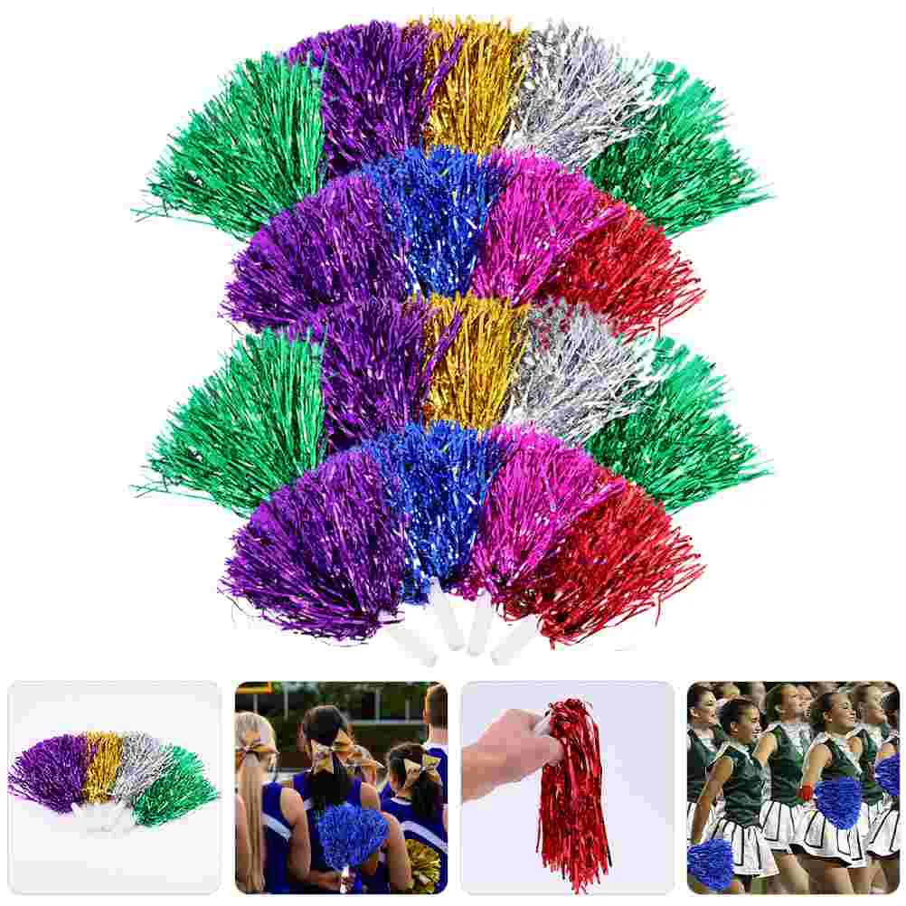 18 Pcs Hand Stick to Shake Bouquet Cheerleading Pom Poms Prop Portable Props Fluffy Cheering Pompoms Cheerleader
