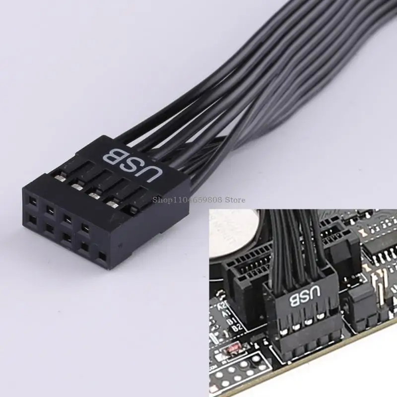 Computer Motherboard Front USB 2.0 9Pin Extension Cable for Desktops and Laptops Mainboard (20cm/30cm/50cm)