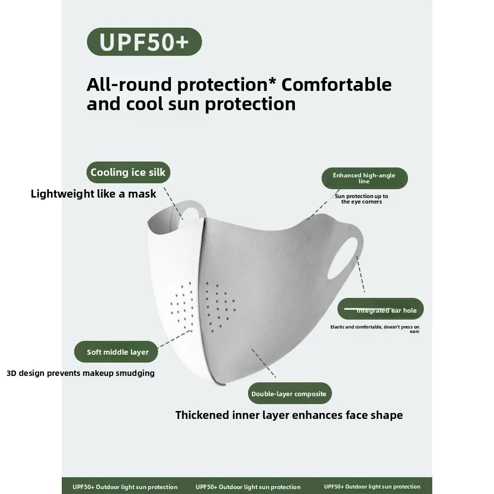 Sun Protection Face Mask Unisex High Aesthetic Value UV Protection Seamless Ice Silk Trendy Style Camping Suitable Couple