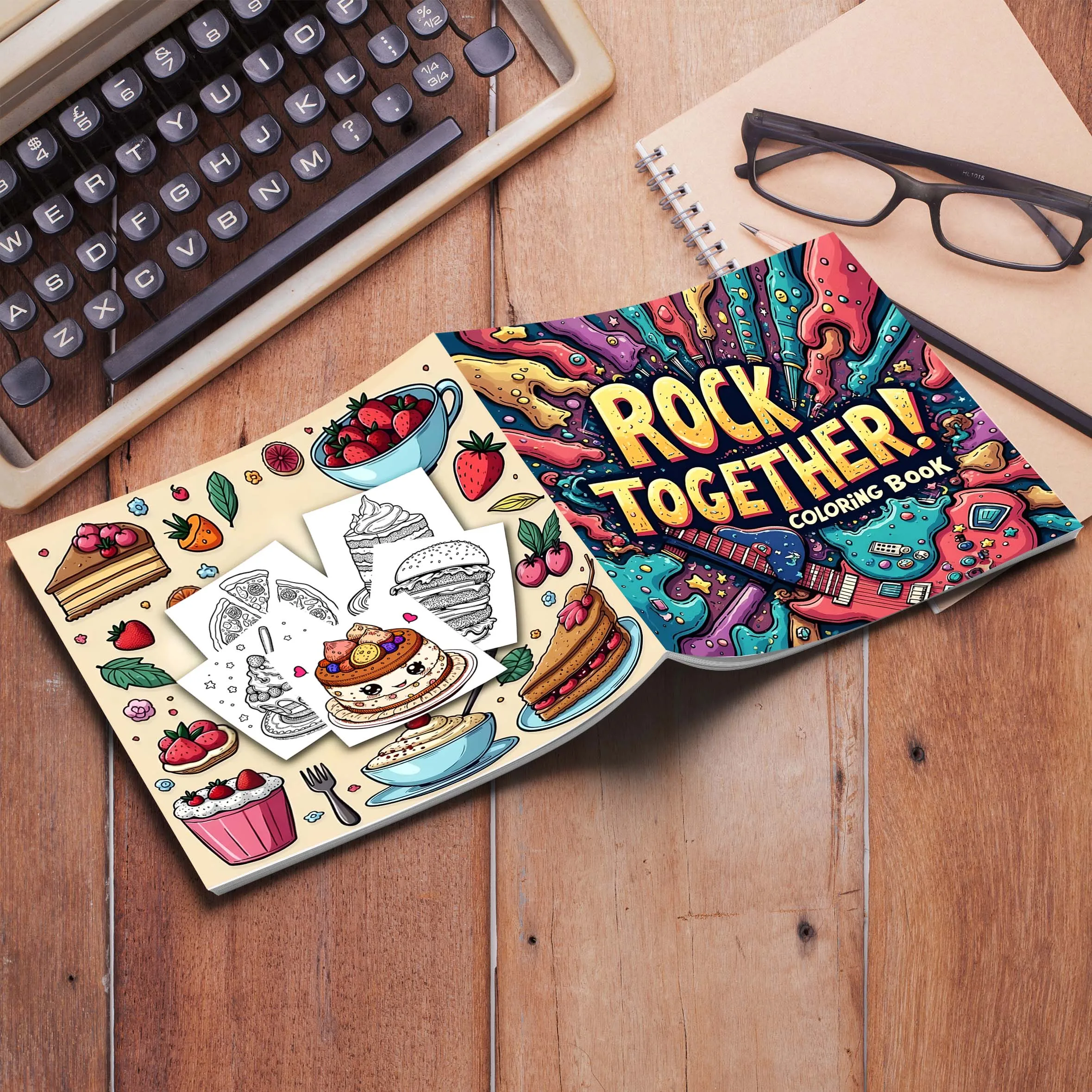 Adult Picture Book 24 pages Rock Together Coloring Book Make Designs Of One's Own For Relaxation Educational Doodles Books