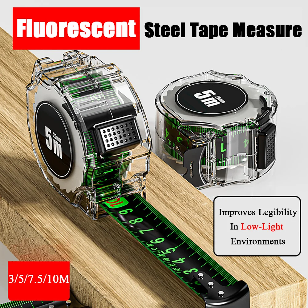 Metro a nastro in acciaio fluorescente autobloccante da 3-10M righello per scatola di codici a getto d\'inchiostro Laser ad alta precisione strumento