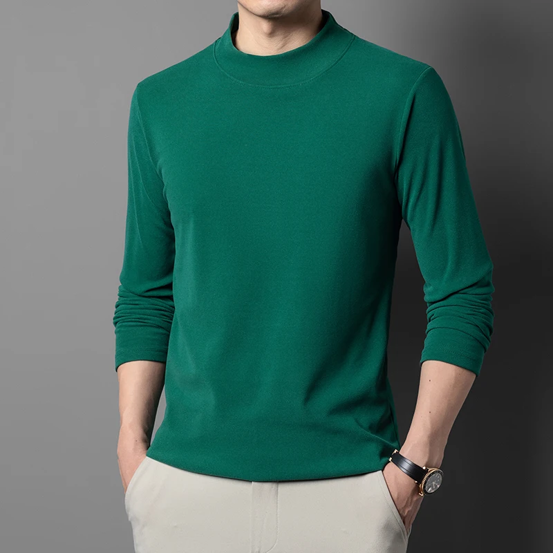 Neu eingetroffen: Herren Basic-Shirts mit Stehkragen, glatter Stoff, elastisch, langärmelig, Thermobasislayer für den täglichen Gebrauch – Detail 14