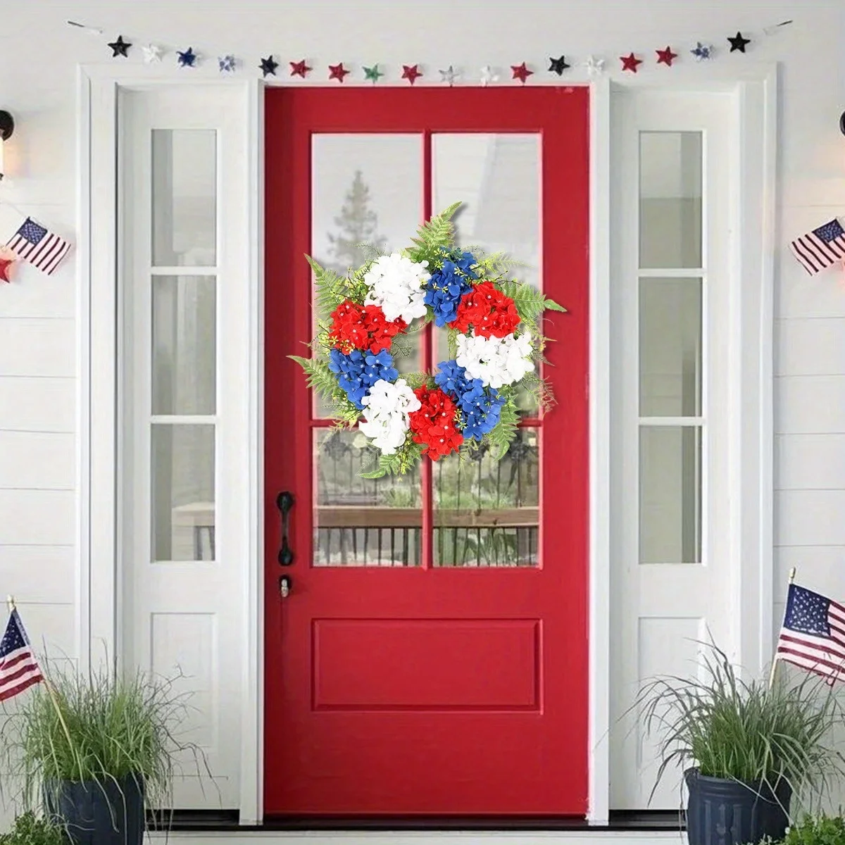 

Patriotic American Wreath for Front Door, Red White and Blue Wreath Summer Memorial Day Wreath Decorations 4Th of July