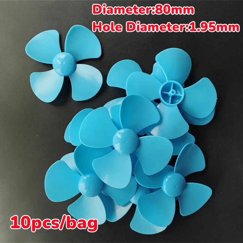 10PCS 80MM 4-blade Propeller Fan Blade Fit 2MM Shaft Motor for Model Making Wind Car Small Fan Underwater Robot DIY Helicopter