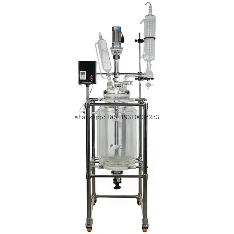 

Lab 50 100 200L Rotate Vacuum Distillation Jacketed Double Layer Glass Reactor Stirred Tank Reaction Kettle Vessel