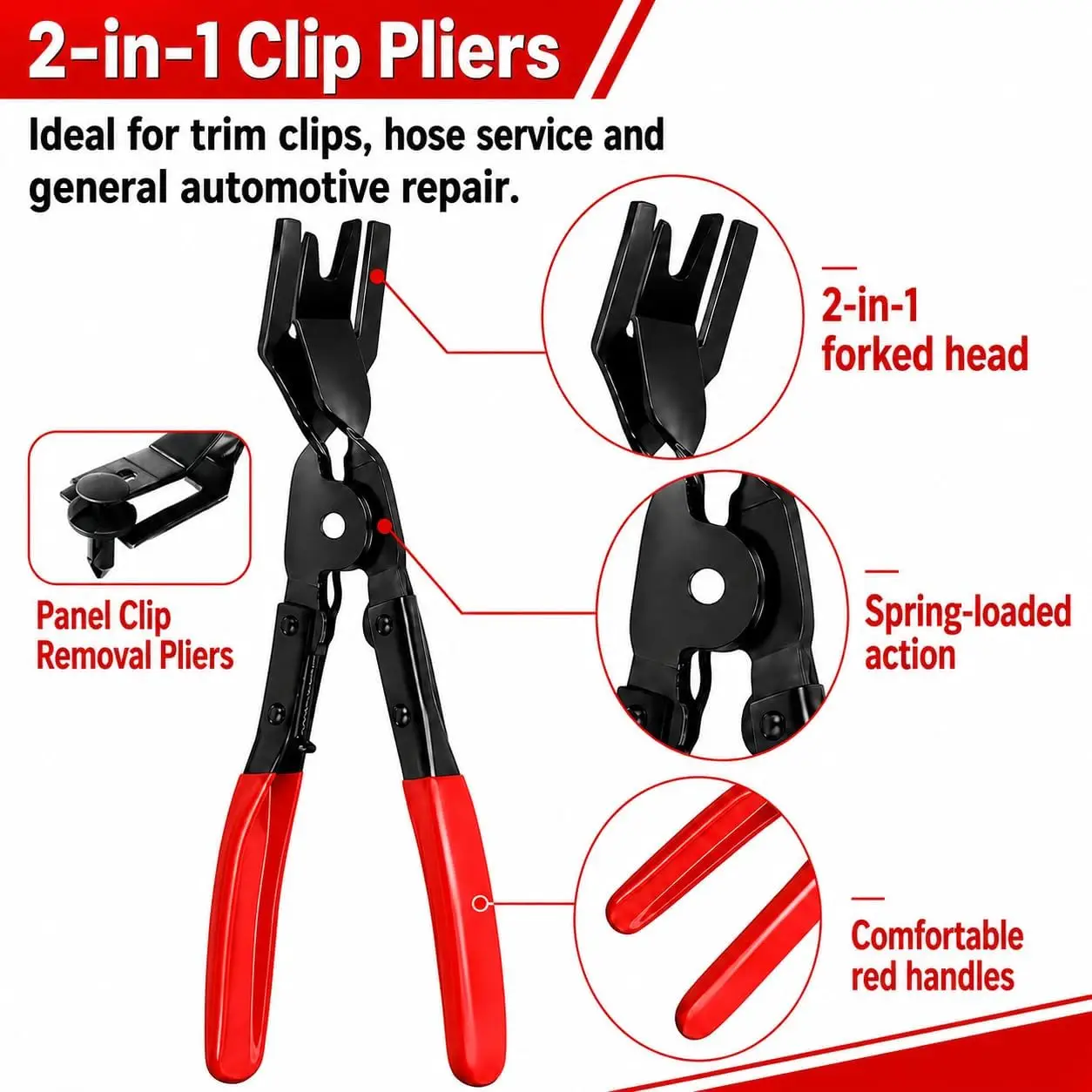 Panel Clip Removal Pliers & Hose Clamp Pliers Set, Car Trim & Connector Separator Tool Kit for Automotive