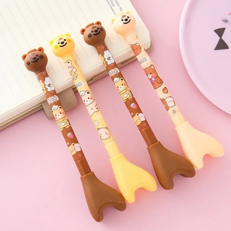 24Pcs Wholesale creative long-necked bear gender-neutral pen, cute cartoon bear styling pen, student stationery, school supplies