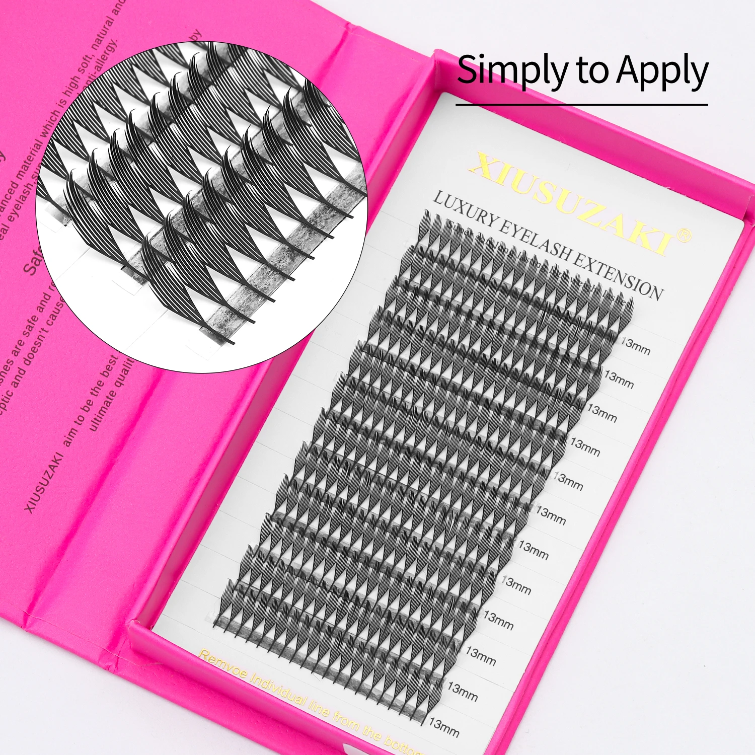 XIUSUZAKI رموش سباير كوميدية تمديد ريشة شكل رموش فردية مراوح مسبقة الصنع حجم رموش ناعمة أدوات ماكياج الجمال