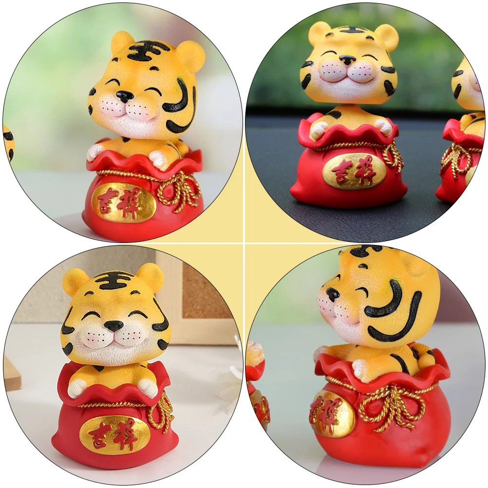 

FUNOMOCYA Shaking Money Bag Tiger Resin Statue Home Car Decor Animal Figurine for Luck and Style
